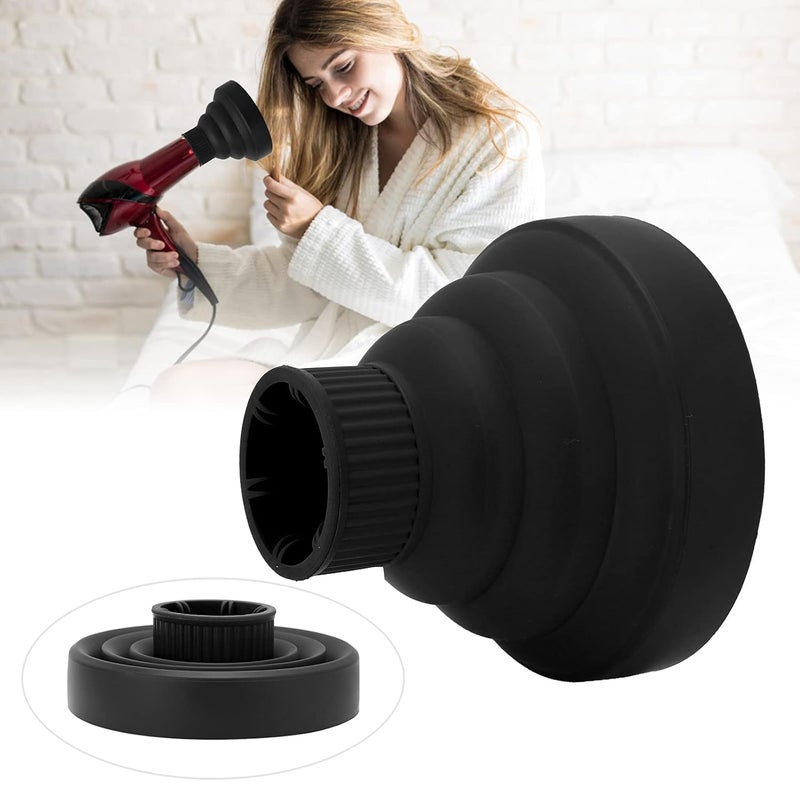 woobles Curly Hair Diffuser, Universal Collapsible Hair Dryer Diffuser, Professional Blow Dryer Diffuser Portable Travel Folding Hair Blow Dryer Diffuser Attachment for Natural Thick Hair(Black) - Image 2